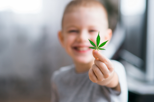 kid holding hemp leaf